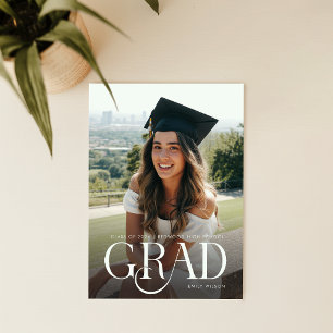 Modern Script Simple Photo Graduation Announcement Postcard