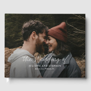 Modern Script Simple Photo Wedding Guest Book