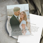 Modern Script Simple Photo Wedding Thank You Card<br><div class="desc">Modern Script Simple Photo Wedding Thank You Card. Click the edit button to personalize this design to fit your needs.</div>