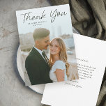 Modern Script Simple Photo Wedding Thank You Card<br><div class="desc">Modern Script Simple Photo Wedding Thank You Card. Click the edit button to personalize this design to fit your needs.</div>