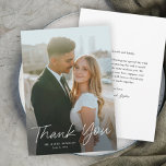 Modern Script Simple Photo Wedding Thank You Invitation<br><div class="desc">Modern Script Simple Photo Wedding Thank You Card. Click the edit button to personalize this design to fit your needs.</div>