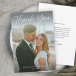 Modern Script Simple Photo Wedding Thank You Invitation<br><div class="desc">Modern Script Simple Photo Wedding Thank You Card. Click the edit button to personalize this design to fit your needs.</div>