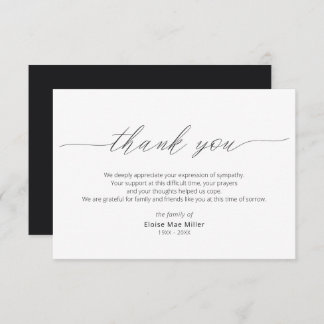 Modern Script Simple Sympathy Thank You Card