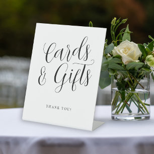 Modern script simple wedding cards gifts pedestal sign