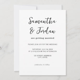 Modern Script Simple Wedding Invitation