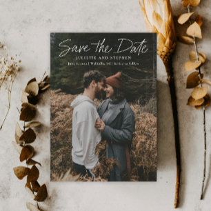 Modern Script Simple Wedding Photo  Save The Date