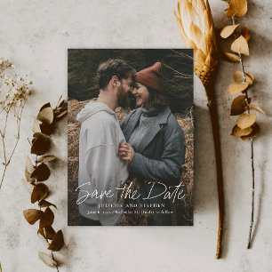 Modern Script Simple Wedding Photo Save The Date