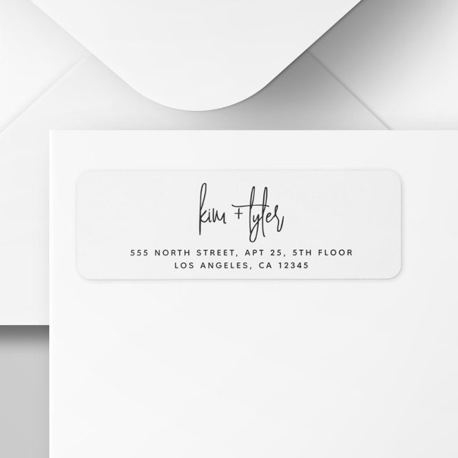 Modern script simple wedding return address (Creator Uploaded)
