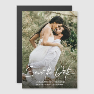 Modern Script Simple wedding Save the Date Photo