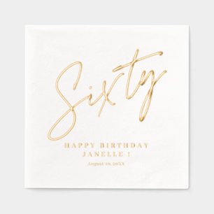 Modern Script Sixty 60th Birthday Foil Napkins