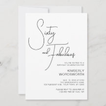 Modern Script Sixty and Fabulous 60th Birthday