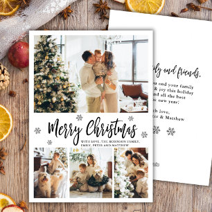 Modern Script Snowflake 4 Photo Collage Christmas Holiday Card
