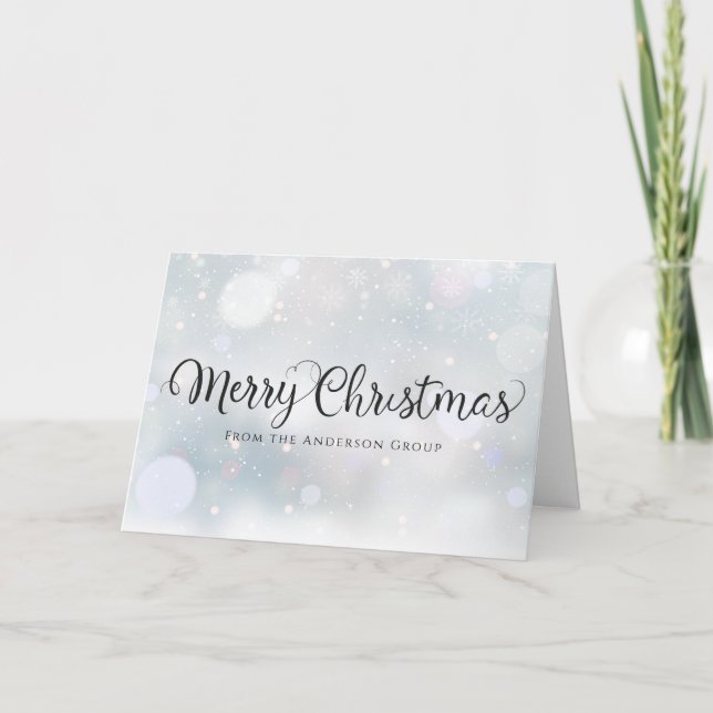 Modern Script Snowflakes Business Employee  Holiday Card (Front)
