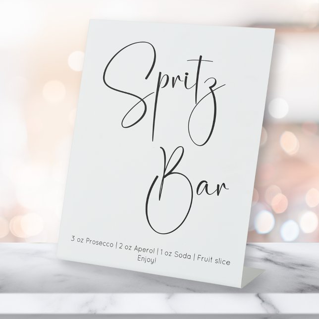 Modern Script Spritz Bar Bridal Shower Pedestal Sign (Creator Uploaded)