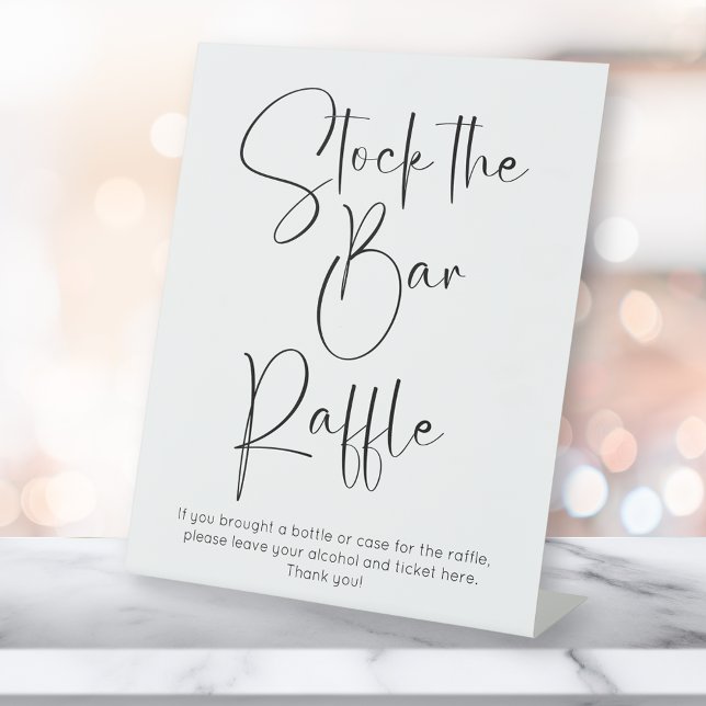 Modern Script Stock the Bar Raffle Pedestal Sign (Creator Uploaded)