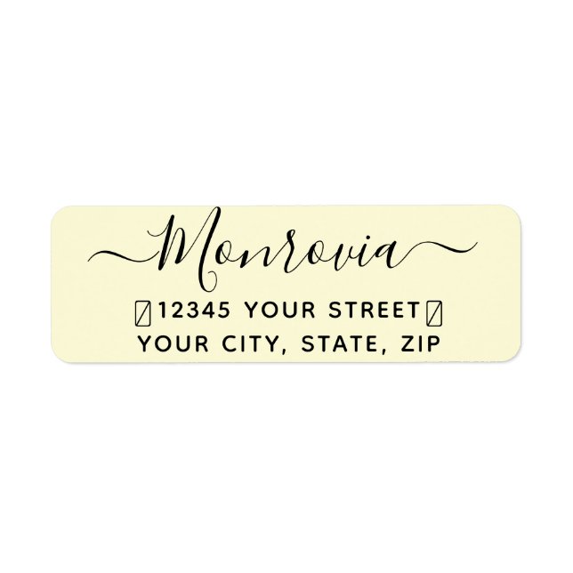 Modern Script Sunshine Yellow Return Address Label (Front)