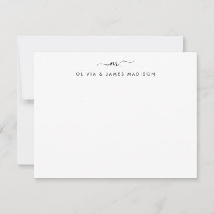 Modern Script Swash Monogram Couple Stationery Card
