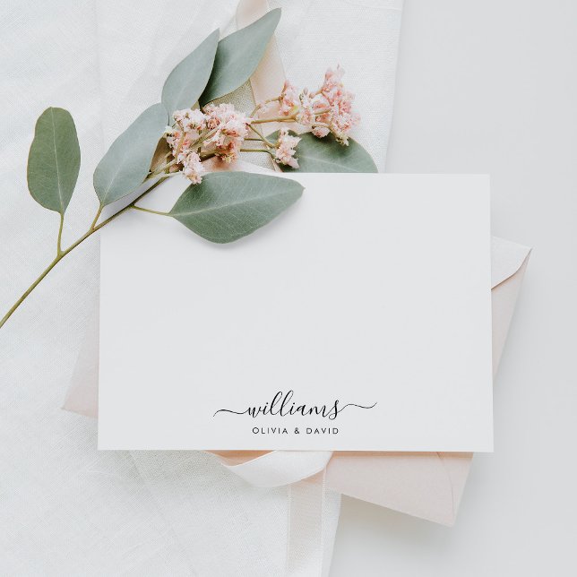 Modern Script & Swash Monogram Couple Stationery Card (Creator Uploaded)