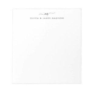 Modern Script Swash Monogram Couple Stationery Notepad