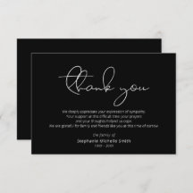 Modern Script Sympathy Thank You Funeral Card