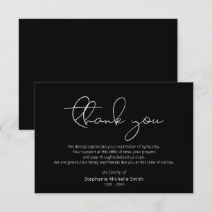 Modern Script Sympathy Thank You Funeral Card