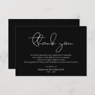 Modern Script Sympathy Thank You Funeral Card