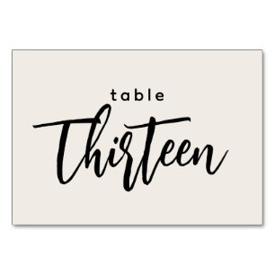 Modern Script Table 13 Thirteen Off-White Wedding Number