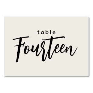 Modern Script Table 14 Fourteen Off-White Wedding Table Number