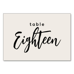 Modern Script Table 18 Eighteen Off-White Wedding Number