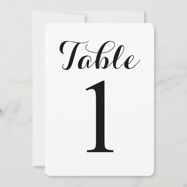 Modern Script Table 1 | Table Numbers Card (Front)