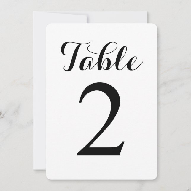Modern Script Table 2 | Table Numbers Card (Front)