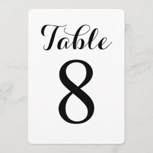 Modern Script Table 8 Table Numbers Card
