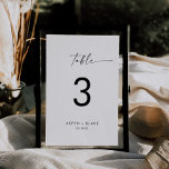 Modern Script Table Number<br><div class="desc">This modern script table number is perfect for a minimalist wedding. The simple black and white design features unique industrial lettering typography with modern boho style. Customizable in any colour. Keep the design minimal and elegant, as is, or personalize it by adding your own graphics and artwork. The card prints...</div>