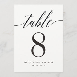 Modern Script Table Number Card