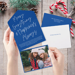 Modern Script Tear Away Photo Holiday Card