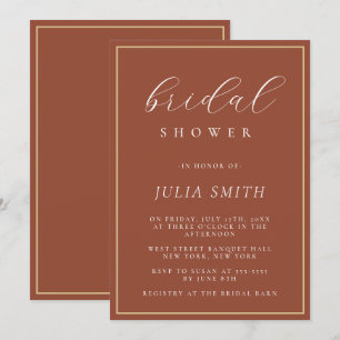 Modern Script Terracotta Bridal Shower Invitation