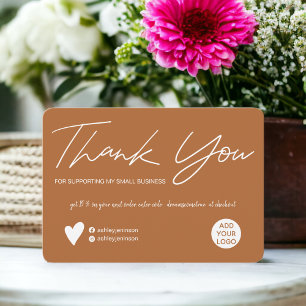 Modern script terracotta order thank you card
