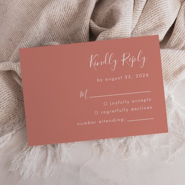 Modern Script Terracotta Wedding RSVP Card (Creator Uploaded)