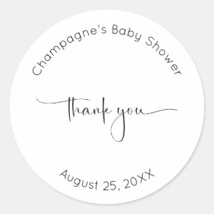 Modern Script Thank You Baby Shower Classic Round Sticker