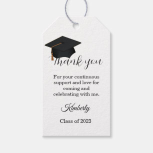 Modern  script thank you Graduation party Gift Tags