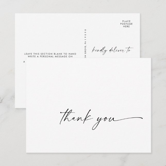 Modern Script Thank You Postcard (Front/Back)