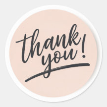 Modern Script "Thank You" Round Sticker – Elegant 