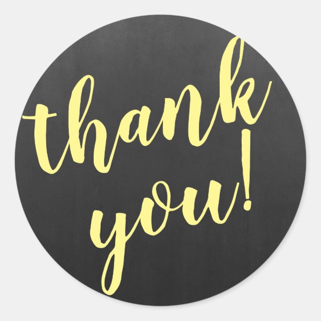 Modern Script Thank You Simple Blackboard Classic Round Sticker (Front)