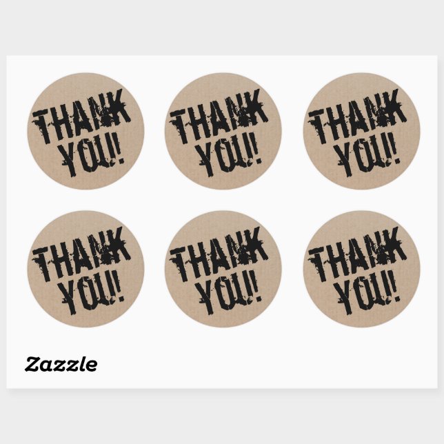Modern Script Thank You Simple Cardboard Classic R Classic Round Sticker (Sheet)
