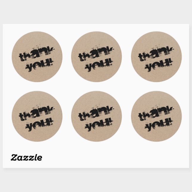 Modern Script Thank You Simple Cardboard Classic R Classic Round Sticker (Sheet)