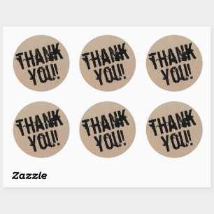 Modern Script Thank You Simple Cardboard Classic R Round Sticker