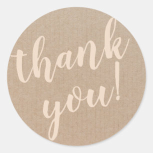 Modern Script Thank You Simple Cardboard Classic Round Sticker