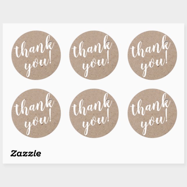 Modern Script Thank You Simple Craft Rustic Classic Round Sticker (Sheet)
