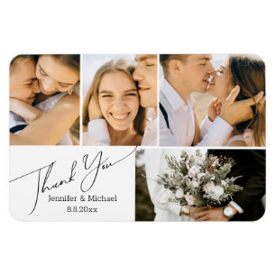 modern script thank you wedding 4 photos  magnet