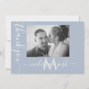Modern Script Thank You Wedding Couples Photo Card